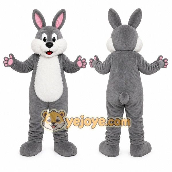Gray Rabbit Mascot Costume for Children's Events