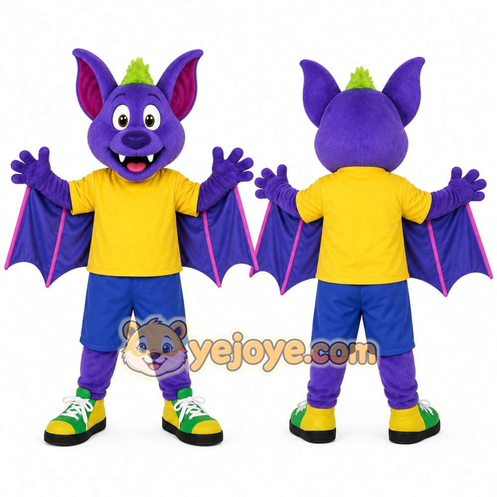 Purple Bat Mascot Costume for Children's Events Purple Bat Mascot Costume for Children's Events
