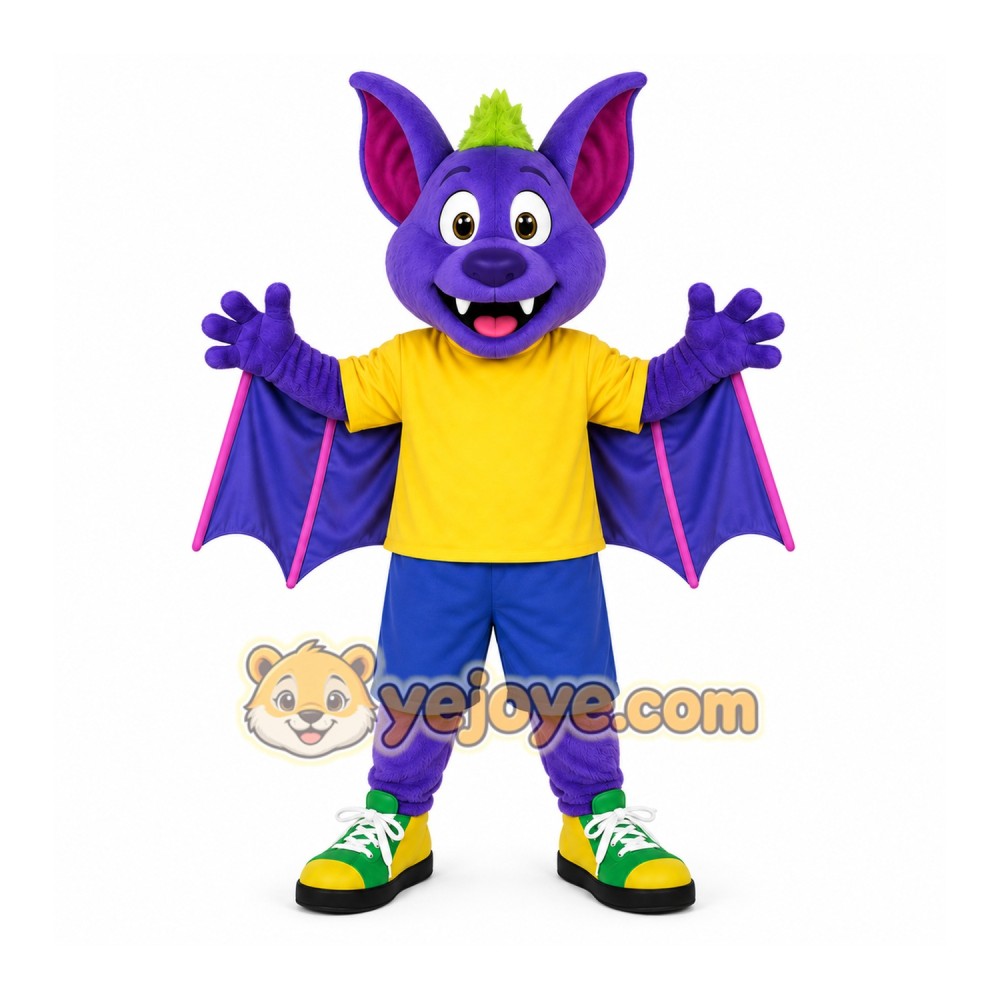 Purple Bat Mascot Costume for Children's Events Purple Bat Mascot Costume for Children's Events