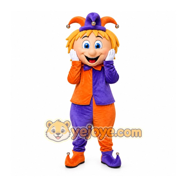 Orange Jester Mascot Costume for Holiday Events
