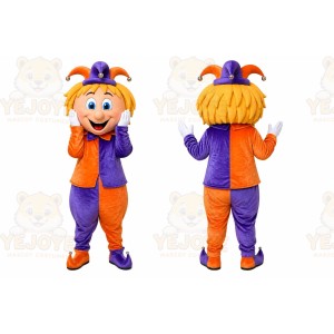 Orange Jester Mascot Costume for Holiday Events