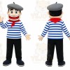 Blue Striped Shirt Person Mascot Costume for Events and Promotions