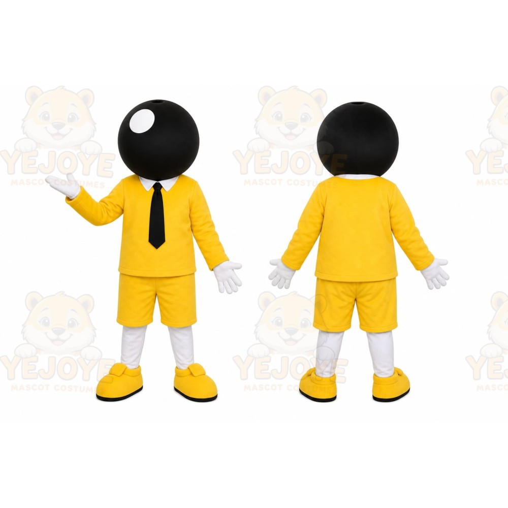 Yellow Character With Black Ball Head Mascot Costume for Events and Promotions