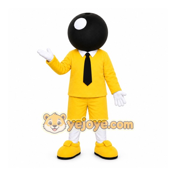 Yellow Character With Black Ball Head Mascot Costume for Events and Promotions