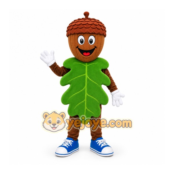 Green Acorn With Leaf Mascot Costume for Holiday Events