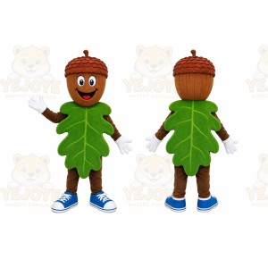 Green Acorn With Leaf Mascot Costume for Holiday Events