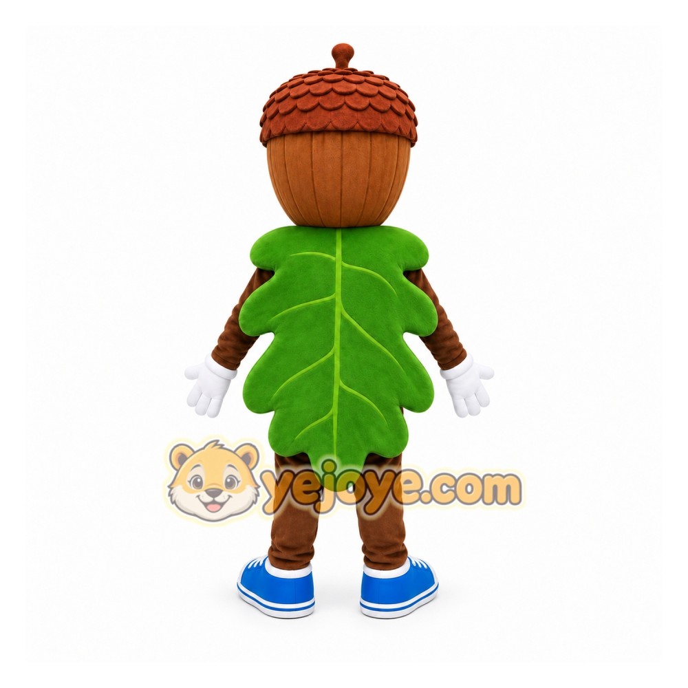 Green Acorn With Leaf Mascot Costume for Holiday Events