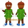 Green Acorn With Leaf Mascot Costume for Holiday Events