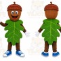 Green Acorn With Leaf Mascot Costume for Holiday Events