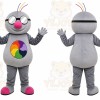 Gray Round Character With Glasses Mascot Costume for Events and Promotions