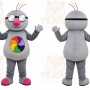 Gray Round Character With Glasses Mascot Costume for Events and Promotions
