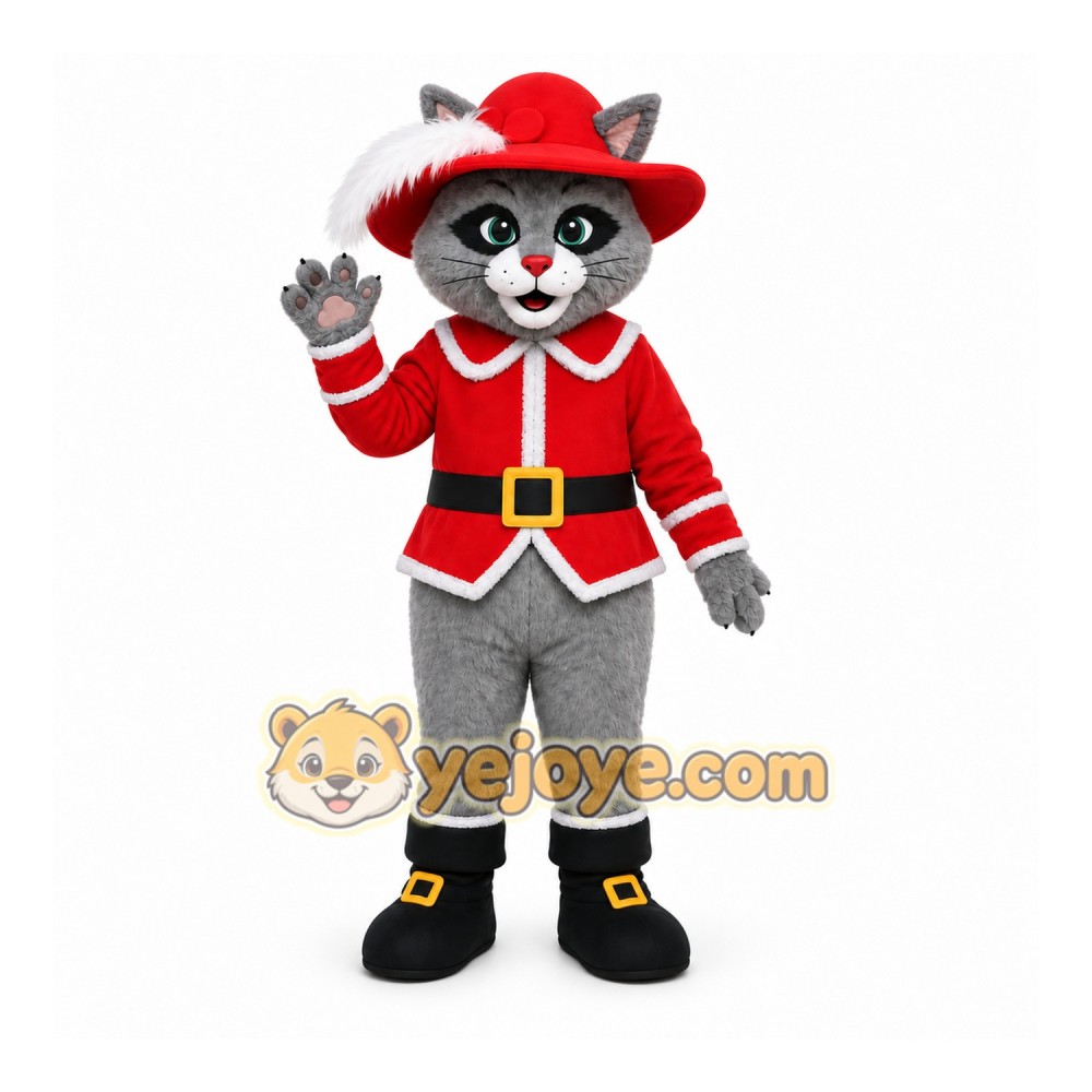 Red Cat In Costume Mascot Costume for Events and Promotions