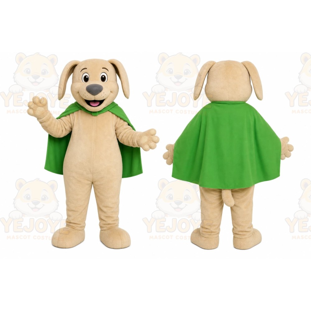 Beige Dog With Cape Mascot Costume for Events and Promotions