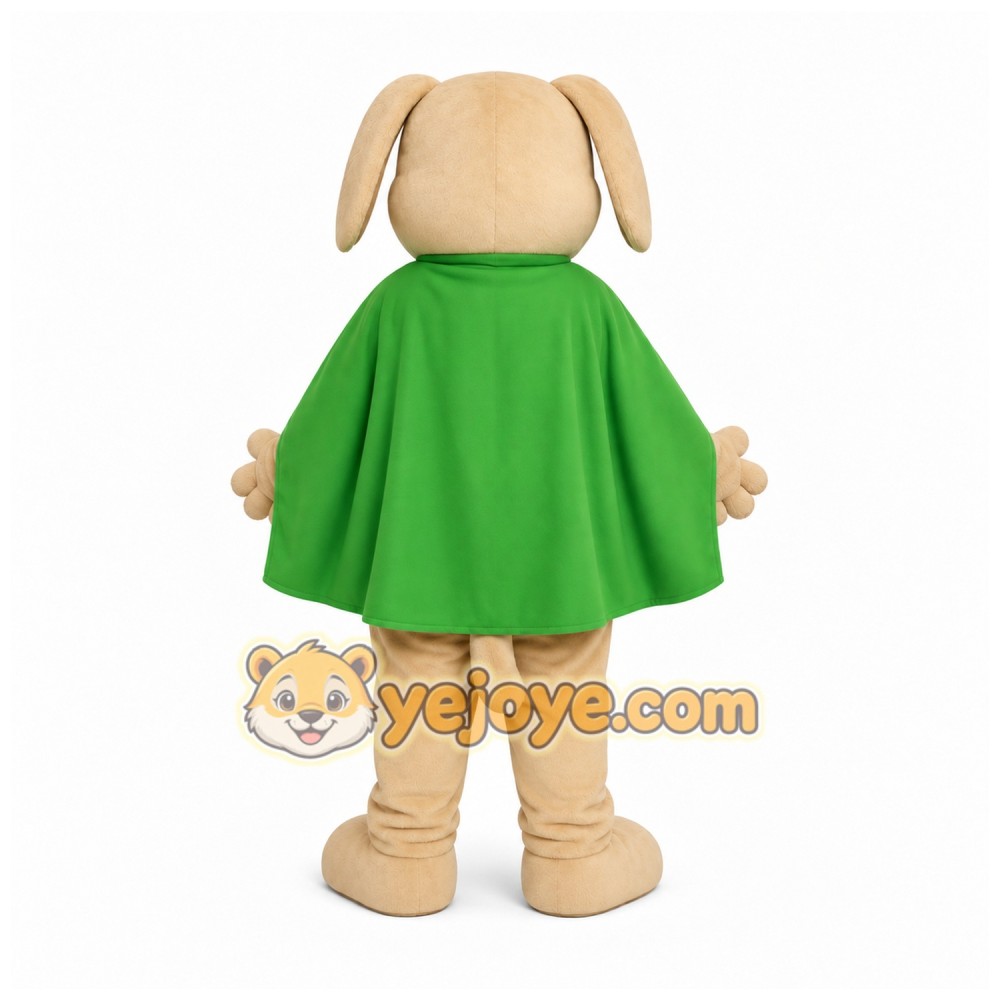 Beige Dog With Cape Mascot Costume for Events and Promotions Beige Dog With Cape Mascot Costume for Events and Promotions