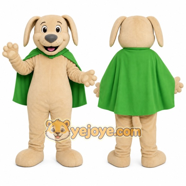Beige Dog With Cape Mascot Costume for Events and Promotions