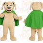 Beige Dog With Cape Mascot Costume for Events and Promotions