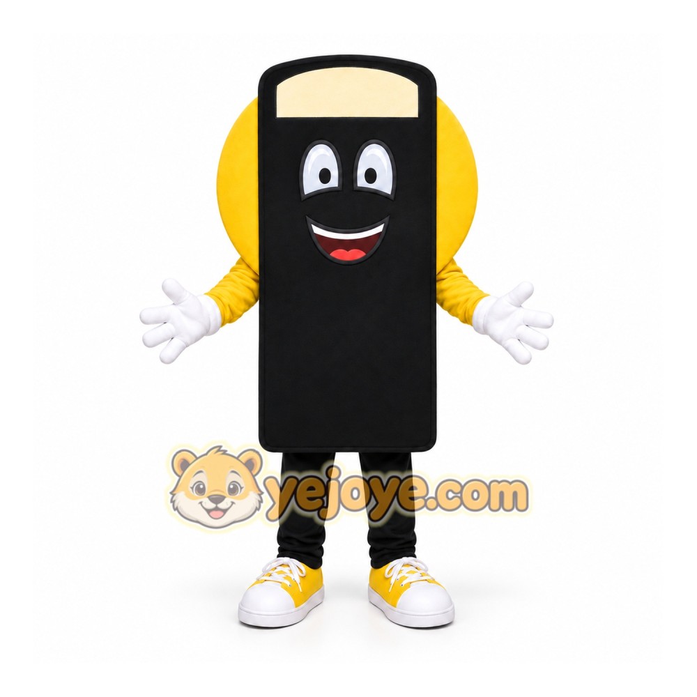 Yellow Cell Phone Mascot Costume for Events and Promotions Yellow Cell Phone Mascot Costume for Events and Promotions