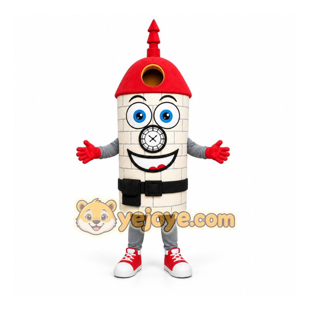 White Clock Tower Mascot Costume for Events and Promotions White Clock Tower Mascot Costume for Events and Promotions