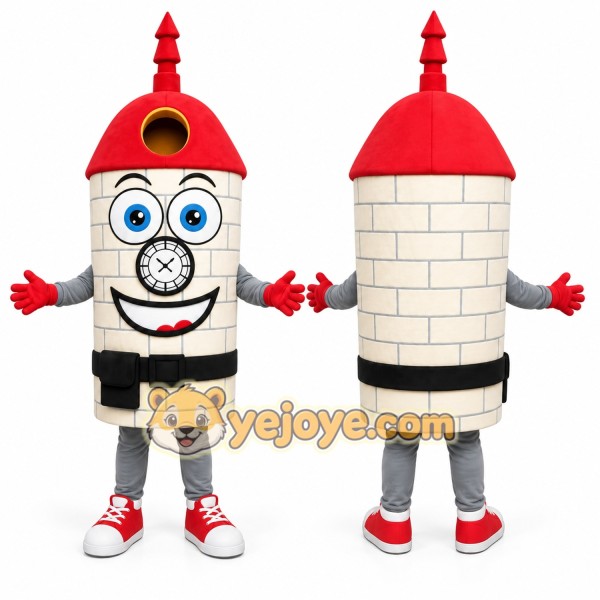 White Clock Tower Mascot Costume for Events and Promotions