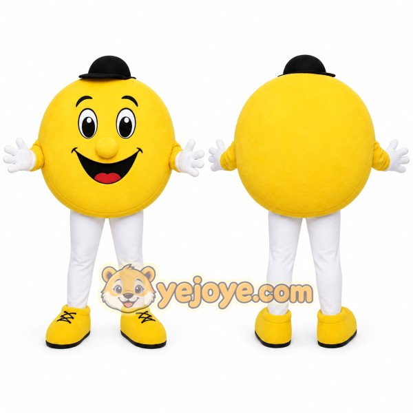 Yellow Smiley Face Mascot Costume for Events and Promotions