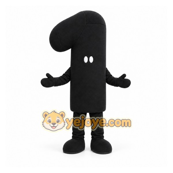 Black Number One Mascot Costume for Events and Promotions