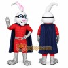 White Superhero Rabbit Mascot Costume for Events and Promotions White Superhero Rabbit Mascot Costume for Events and Promotions