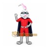 White Superhero Rabbit Mascot Costume for Events and Promotions White Superhero Rabbit Mascot Costume for Events and Promotions
