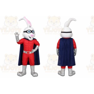 White Superhero Rabbit Mascot Costume for Events and Promotions