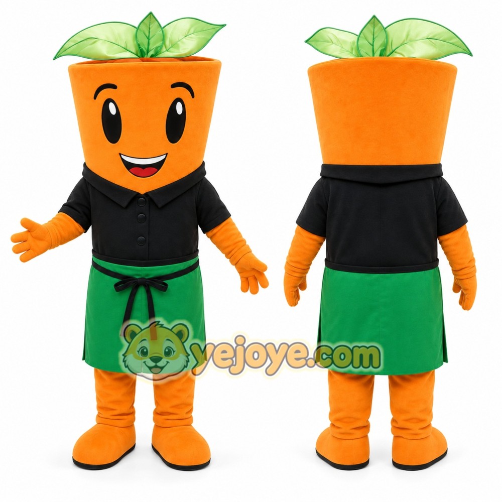 Orange Flower Pot Mascot Costume for Events and Promotions Orange Flower Pot Mascot Costume for Events and Promotions