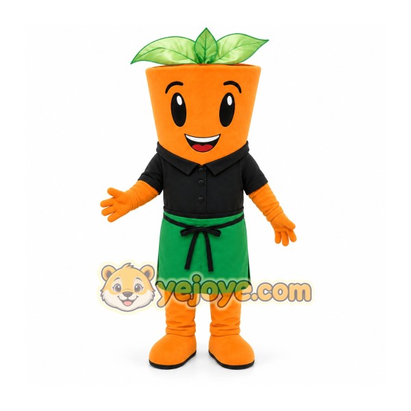 Orange Flower Pot Mascot Costume for Events and Promotions