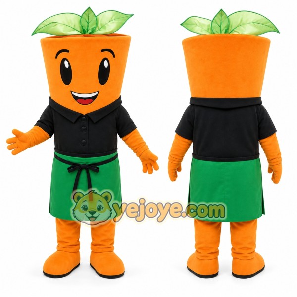 Orange Flower Pot Mascot Costume for Events and Promotions
