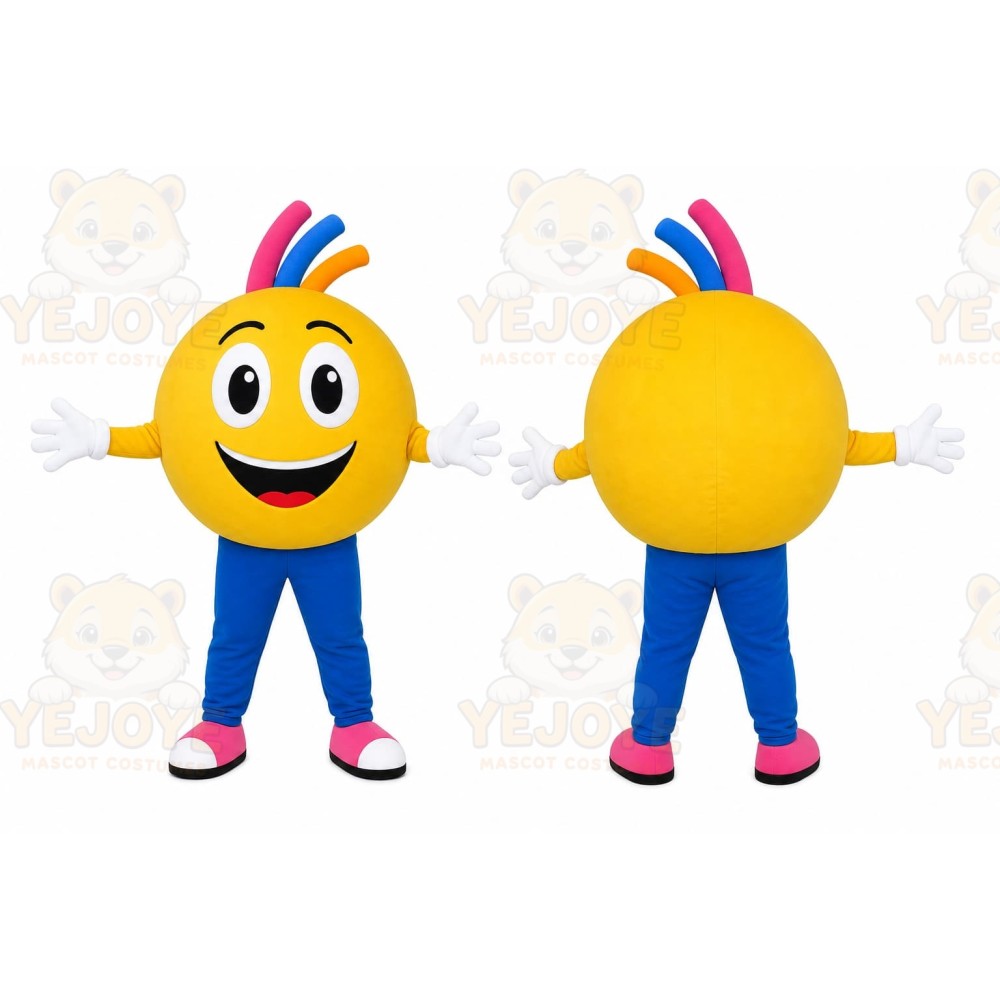 Yellow Smiley Face Mascot Costume for Events and Promotions