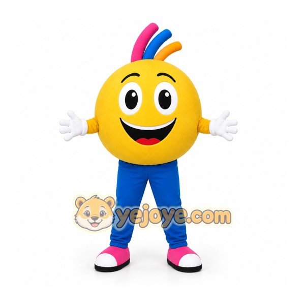 Yellow Smiley Face Mascot Costume for Events and Promotions