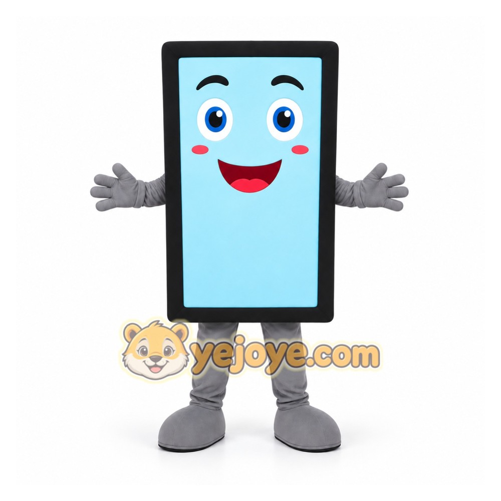 Blue Smartphone Mascot Costume for Events and Promotions Blue Smartphone Mascot Costume for Events and Promotions
