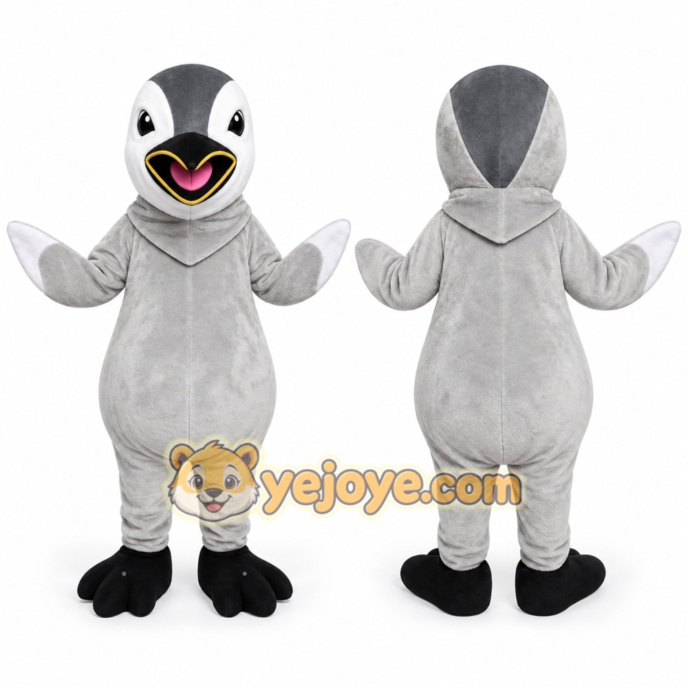 Gray Penguin Mascot Costume for Events and Promotions
