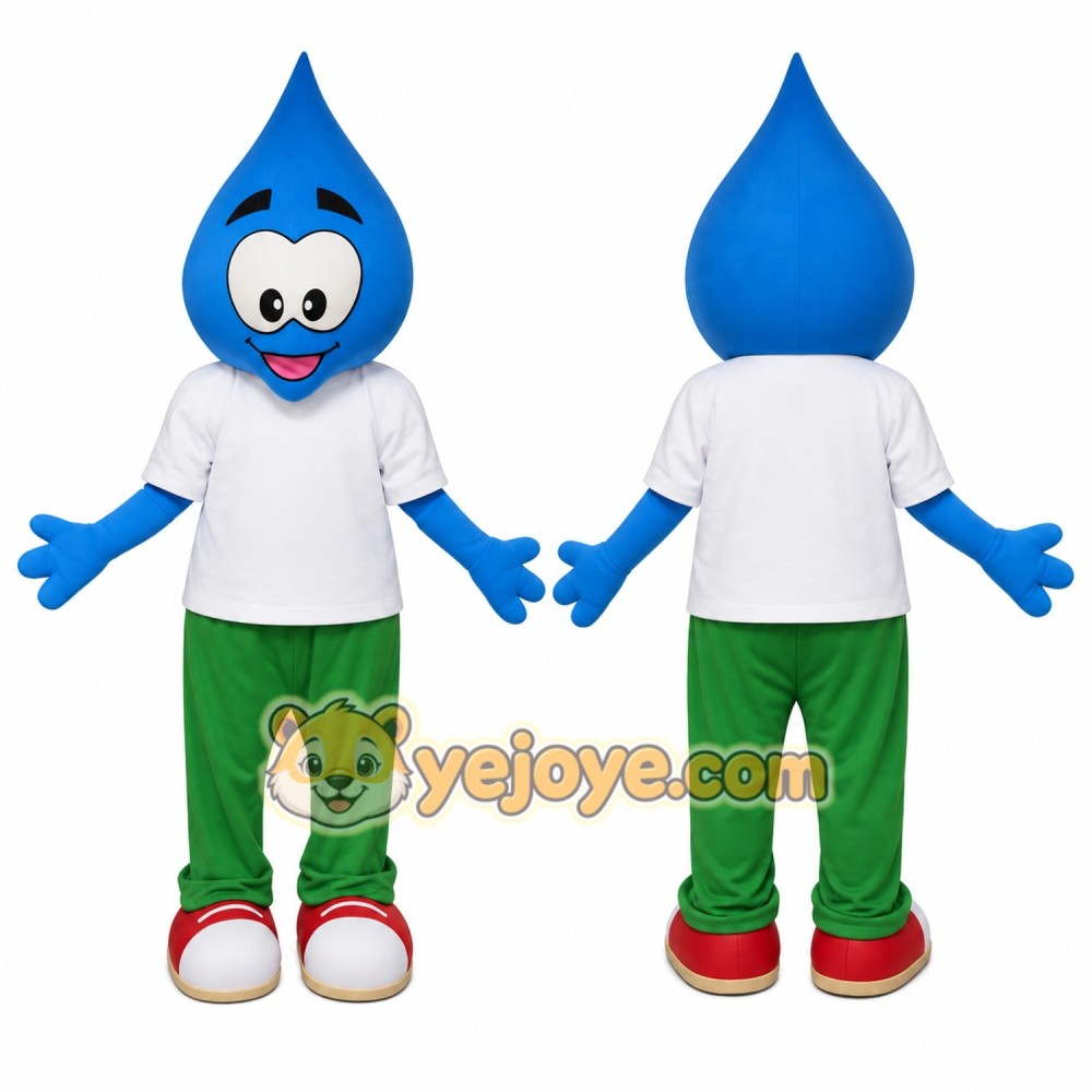 Blue Water Drop Mascot Costume for Events and Promotions Blue Water Drop Mascot Costume for Events and Promotions