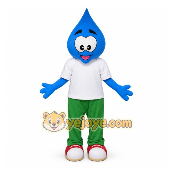 Blue Water Drop Mascot Costume for Events and Promotions