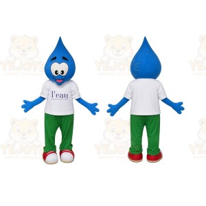 Blue Water Drop Mascot Costume for Events and Promotions