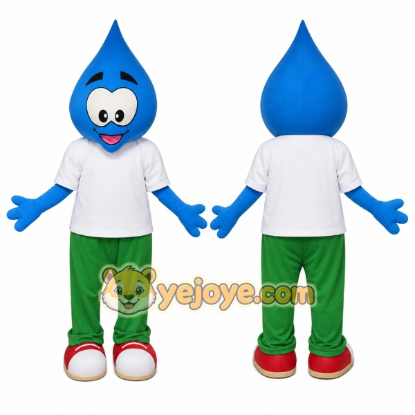 Blue Water Drop Mascot Costume for Events and Promotions