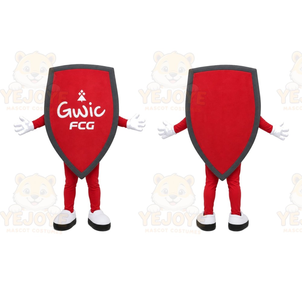 Red Shield Mascot Costume for Sports Events