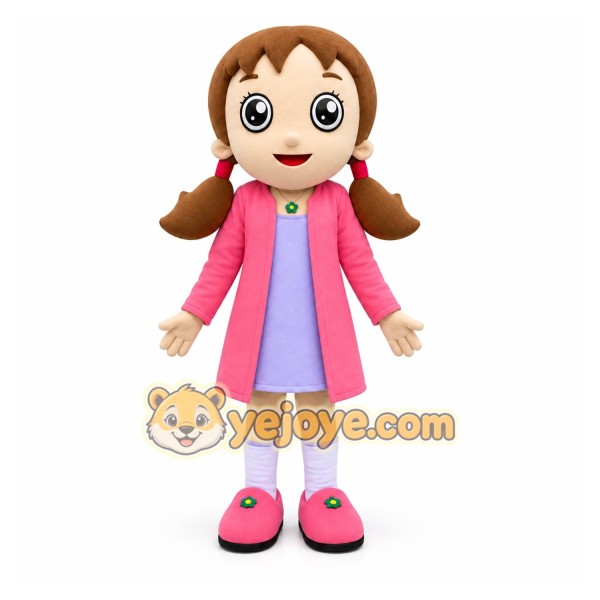 Pink Girl Mascot Costume for Children's Events