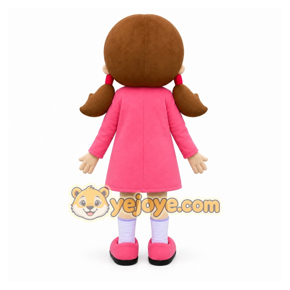 Pink Girl Mascot Costume for Children's Events