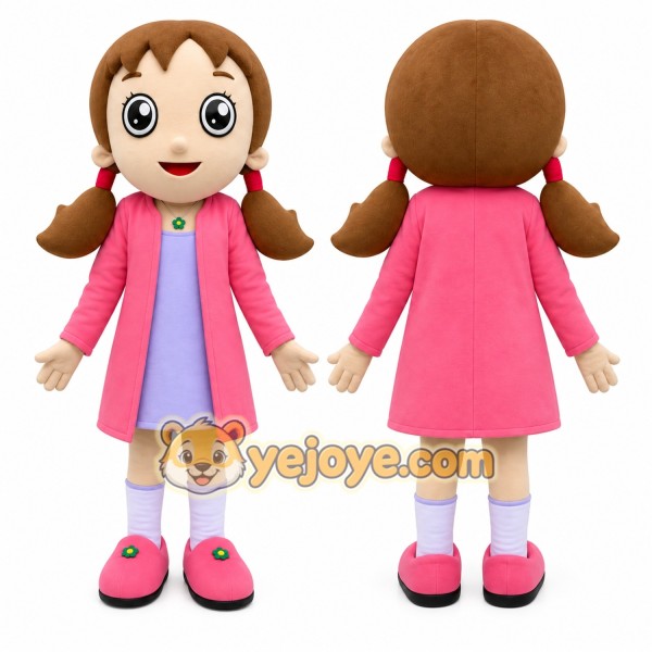 Pink Girl Mascot Costume for Children's Events