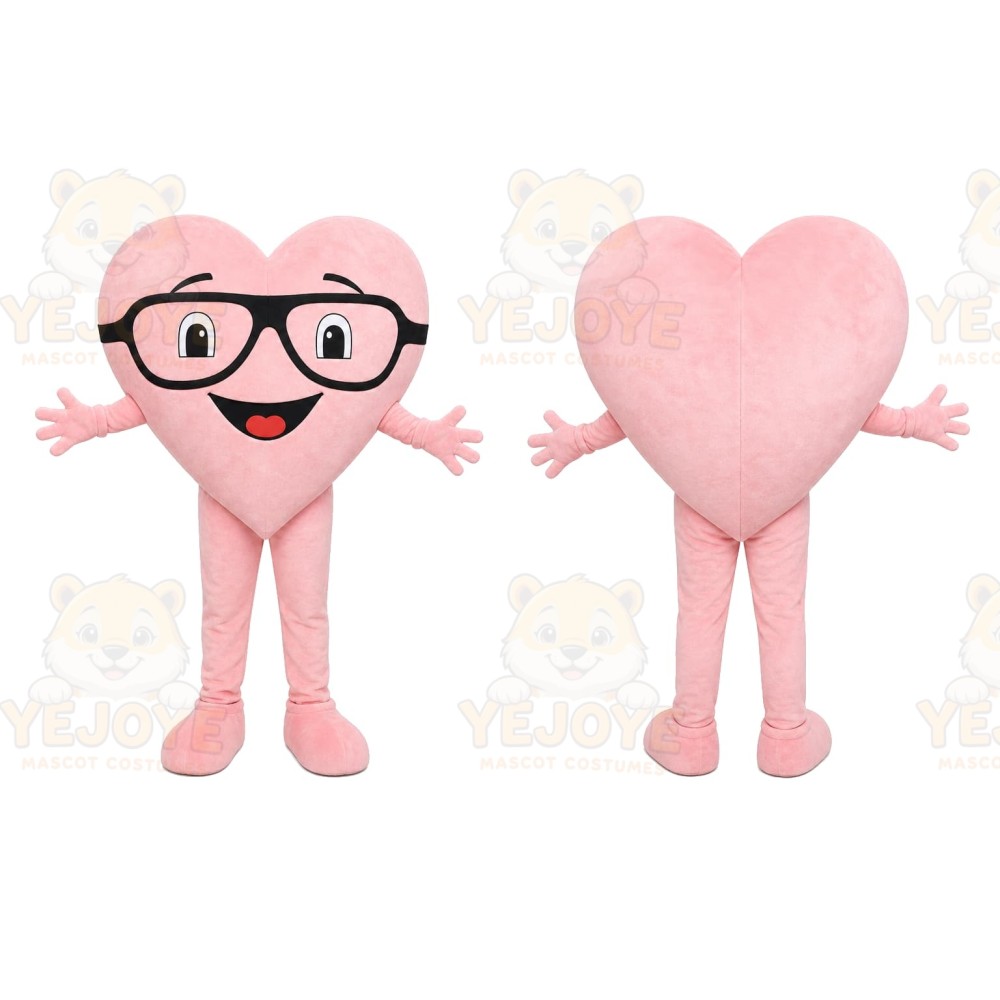 Pink Heart Mascot Costume for Holiday Events