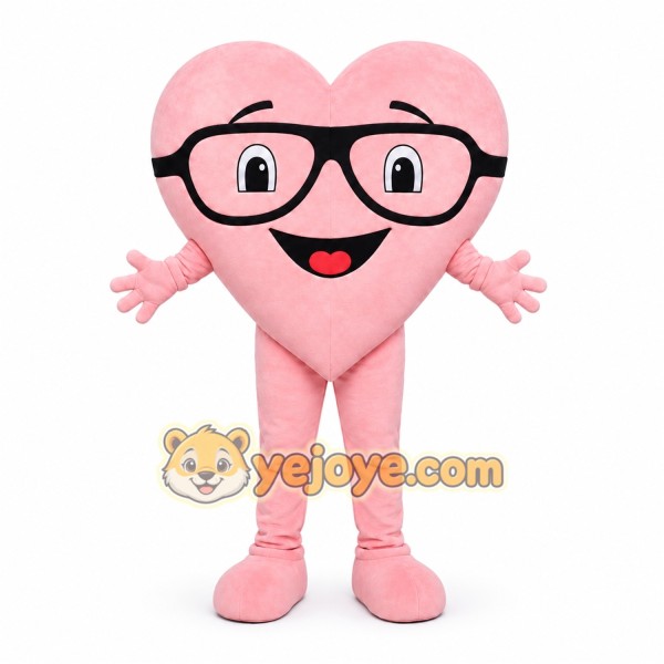 Pink Heart Mascot Costume for Holiday Events