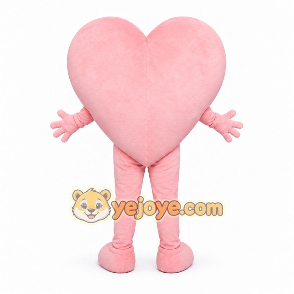 Pink Heart Mascot Costume for Holiday Events