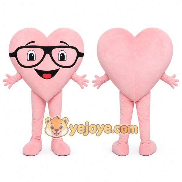 Pink Heart Mascot Costume for Holiday Events