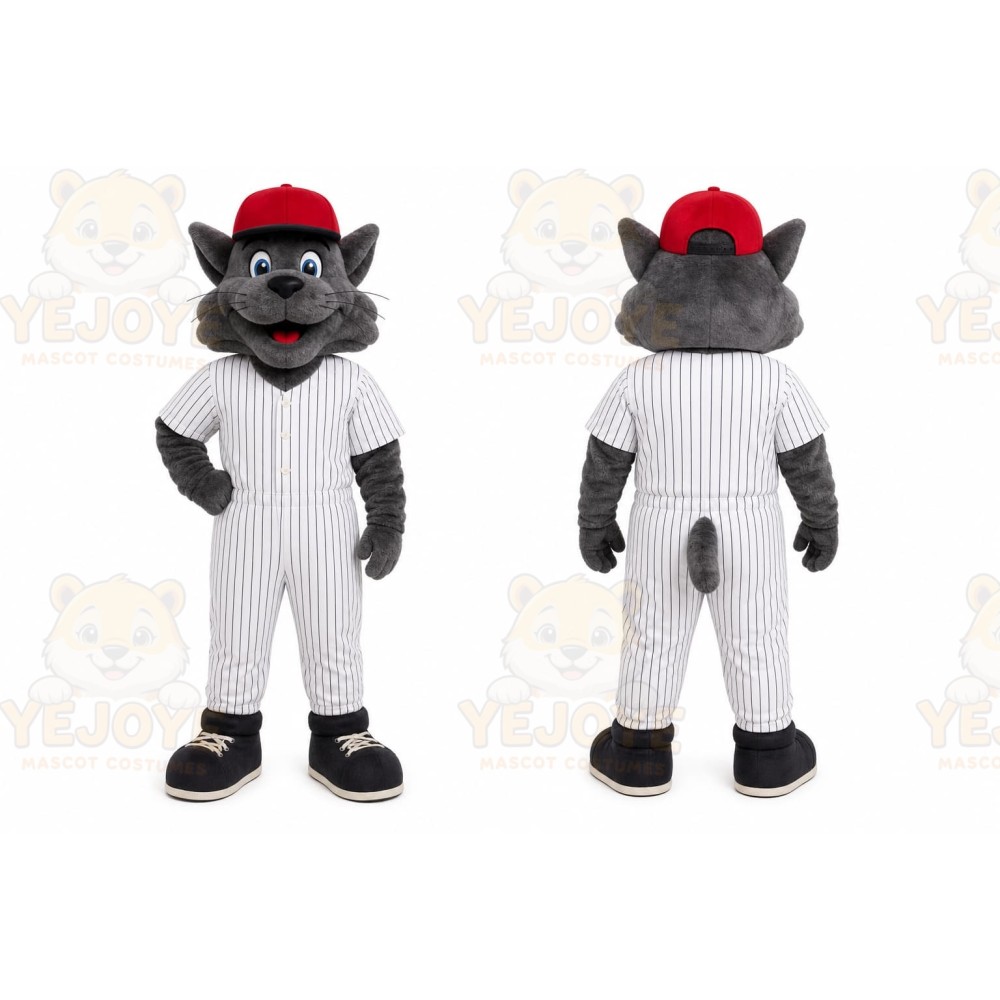 Gray Cat Mascot Costume for Sports Events
