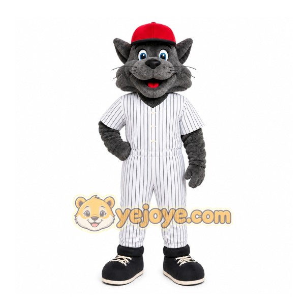 Gray Cat Mascot Costume for Sports Events