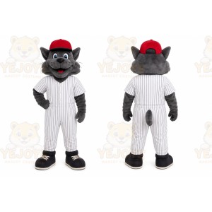 Gray Cat Mascot Costume for Sports Events